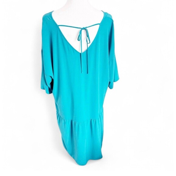 Eileen Fisher Turquoise V-Neck Dress Sz Large Coastal Chic Lightweight Flowy - Picture 5 of 16